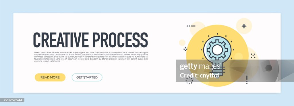 Process Banner Design Creative Process Concept Flat Line Web Banner High-Res Vector Graphic ...