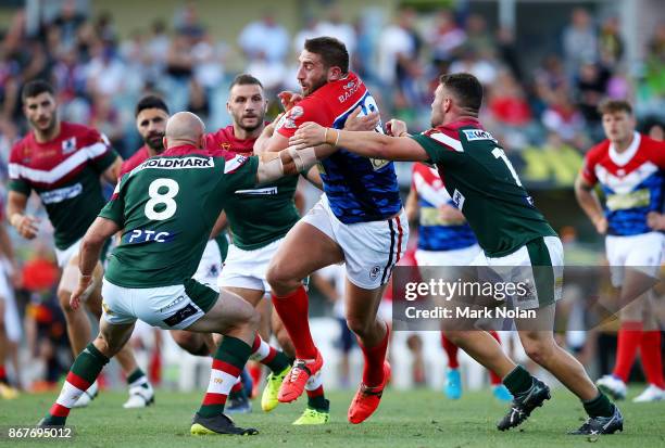 Julian Bousquet of France in action during the 2017 Rugby League World Cup match between France and Lebanon at Canberra Stadium on October 29, 2017...