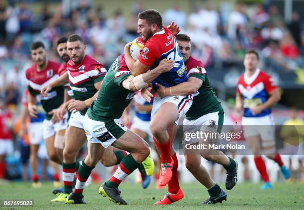 Julian Bousquet of France in action during the 2017 Rugby League World Cup match between France and Lebanon at Canberra Stadium on October 29, 2017...