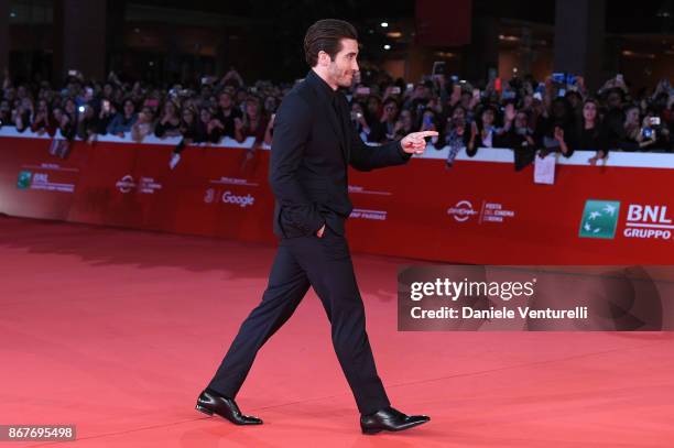 Jake Gyllenhaal walks a red carpet for 'Stronger' during the 12th Rome Film Fest at Auditorium Parco Della Musica on October 28, 2017 in Rome, Italy.