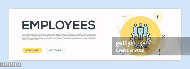 employees concept - flat line web banner - practice management software stock illustrations
