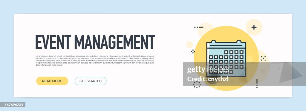 Event Management Concept - Flat Line Web Banner