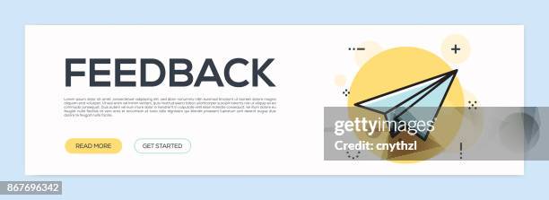 feedback concept - flat line web banner - client appreciation stock illustrations