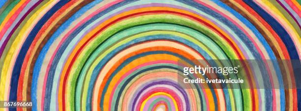 hand coloured circular stripes background patter - mixed media stock illustrations