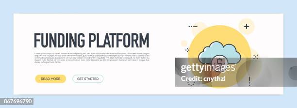 funding platform concept - flat line web banner - sponsorship banner stock illustrations