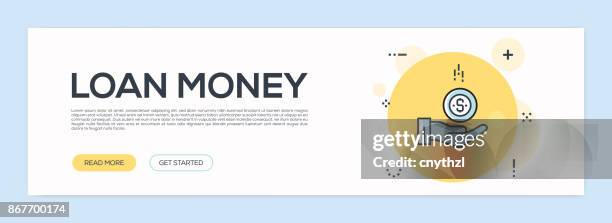 loan money concept - flat line web banner - it worker close up stock illustrations