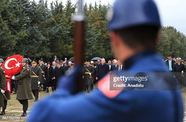 Turkish President Recep Tayyip Erdogan , Speaker of the Grand National Assembly, Ismail Kahraman , Prime Minister Binali Yildirim , Kemal...