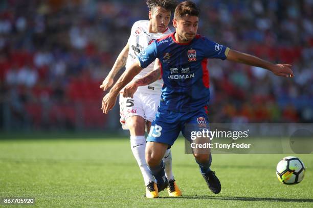Ivan Vujica of the Jets in action during the round four A-League match between the Newcastle Jets and the Western Sydney Wanderers at McDonald Jones...