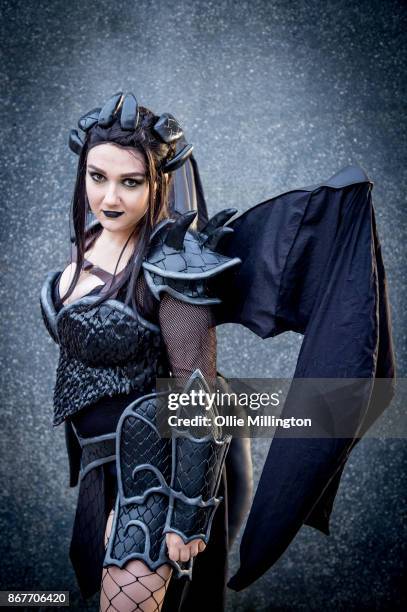 Cosplayer in charcter as Toothless from How to train your dragon during MCM London Comic Con 2017 held at the ExCel on October 28, 2017 in London,...