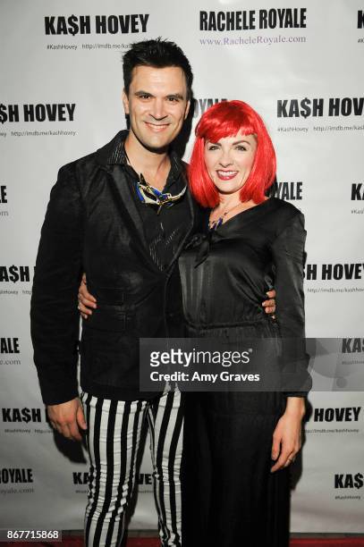 Kash Hovey and Chantelle Albers attends the Halloween Event Hosted by Kash Hovey and Rachele Royale at Velvet Margarita on October 28, 2017 in...