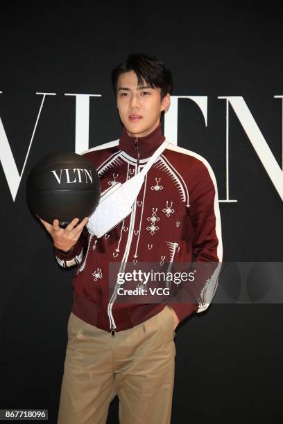 South Korean singer Oh Sehun attends the Valentino event on October 27, 2017 in Hong Kong, China.