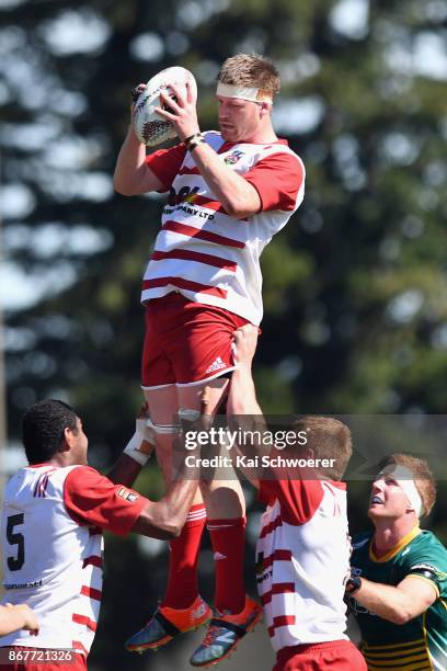 Joshua Manning of West Coast wins a lineout during the Mitre 10 Heartland Championship Lochore Cup Final match between Mid Canterbury and West Coast...