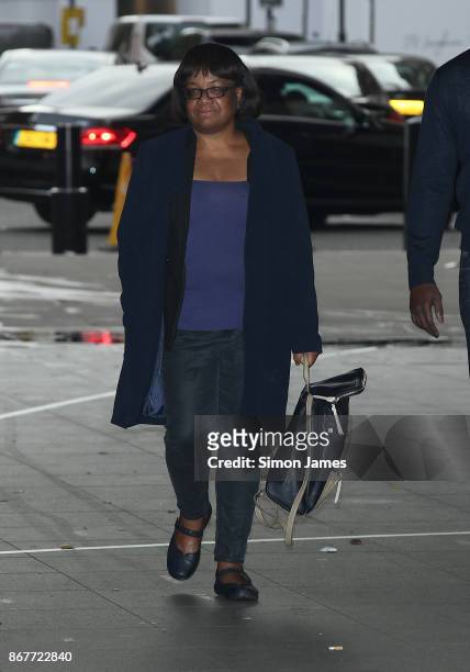 Diane Abbott Shadow Home Secretary seen arriving for the Andrew Marr Show on October 29, 2017 in London, England.