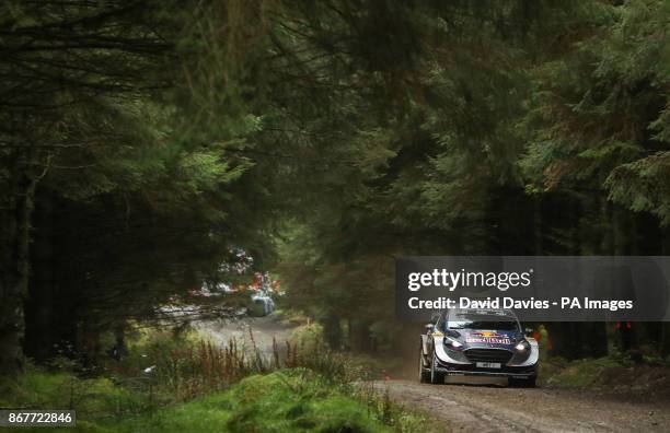 Sebastien Ogier in the Volkswagen Polo R WRC during day four of the Dayinsure Wales Rally GB.