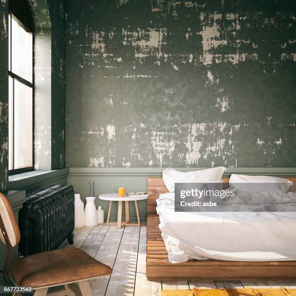 loft bedroom - shabby chic imagens e fotografias de stock