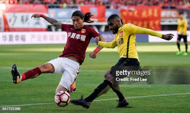 Muriqui of Guangzhou Evergrande in action during during the Chinese Super League match between Hebei China Fortune and Guangzhou Evergrande at...