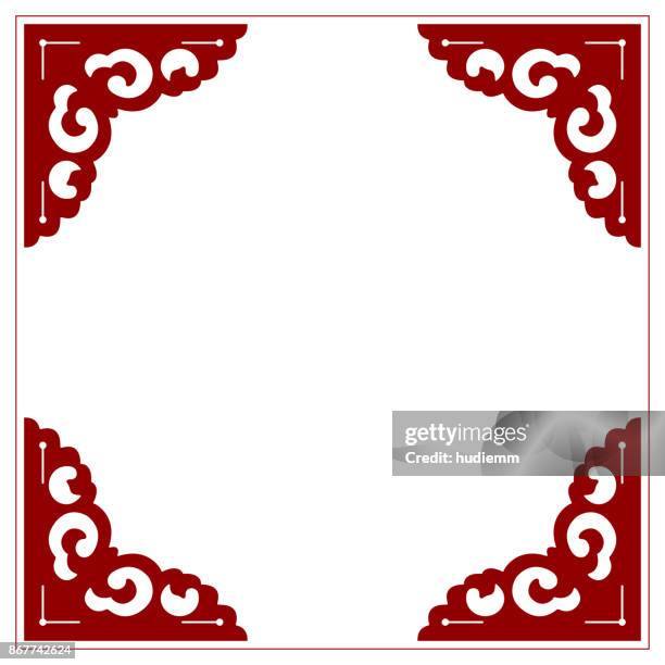 ilustraciones, imágenes clip art, dibujos animados e iconos de stock de vector en blanco esquina marco de estilo chino - esquina