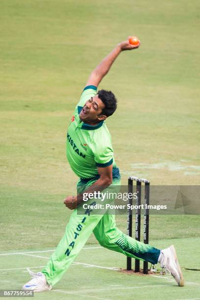 Mohammad Sami of Pakistan bowls during Day 2 of Hong Kong Cricket World Sixes 2017 Cup final match between Pakistan vs South Africa at Kowloon...