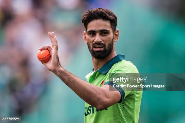 Hammad Azam of Pakistan reacts during Day 2 of Hong Kong Cricket World Sixes 2017 Cup final match between Pakistan vs South Africa at Kowloon Cricket...