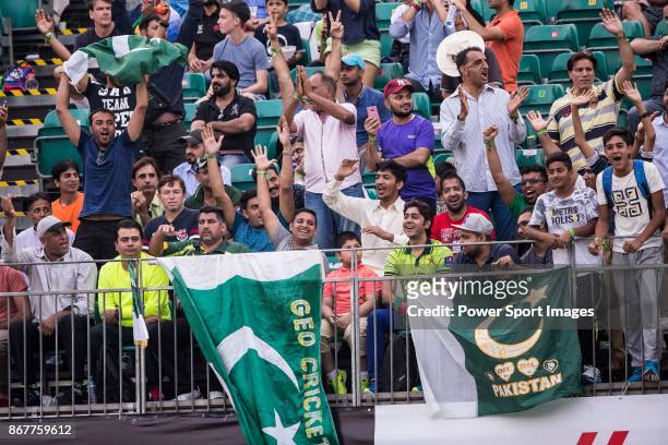 Fans of Pakistan team shows their supports during Day 2 of Hong Kong Cricket World Sixes 2017 Cup final match between Pakistan vs South Africa at...