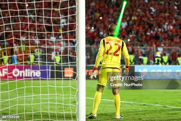 Wydad's Goalkeeper Zouhair Laaroubi during the CAF Champions League final football match between Al-Ahly and Wydad Casablanca at the Borg El Arab...