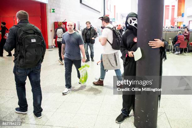 Cosplayer in character as the killer from Scream during day 3 of the MCM London Comic Con 2017 held at the ExCel on October 28, 2017 in London,...