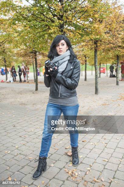 Cosplayer in character as Jessica Jones from Marvels Defenders during day 3 of the MCM London Comic Con 2017 held at the ExCel on October 28, 2017 in...