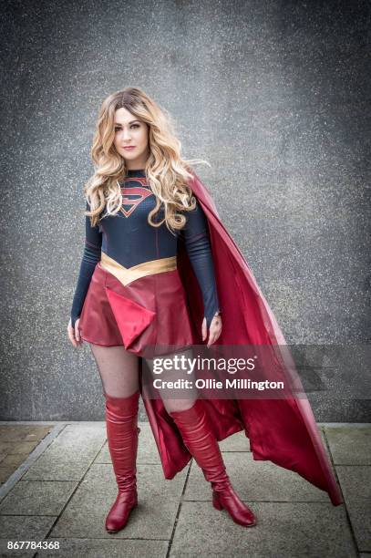 Cosplayer in character as Supergirl during day 3 of the MCM London Comic Con 2017 held at the ExCel on October 28, 2017 in London, England.