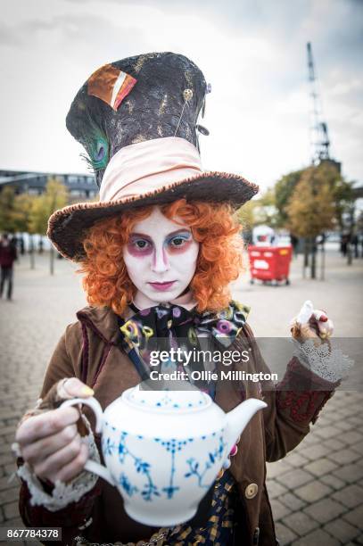 Cosplayer in character as The Mad Hatter during day 3 of the MCM London Comic Con 2017 held at the ExCel on October 28, 2017 in London, England.