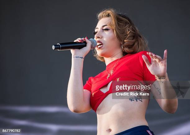 Singer-songwriter Kali Uchis performs onstage during Mala Luna Music Festival at Nelson Wolff Stadium on October 28, 2017 in San Antonio, Texas.