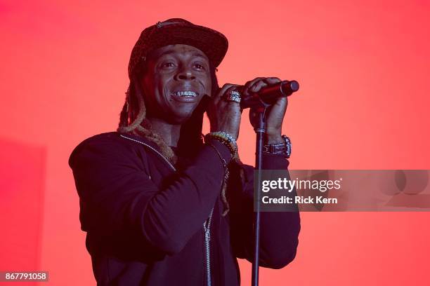 Rapper Lil Wayne performs onstage during Mala Luna Music Festival at Nelson Wolff Stadium on October 28, 2017 in San Antonio, Texas.