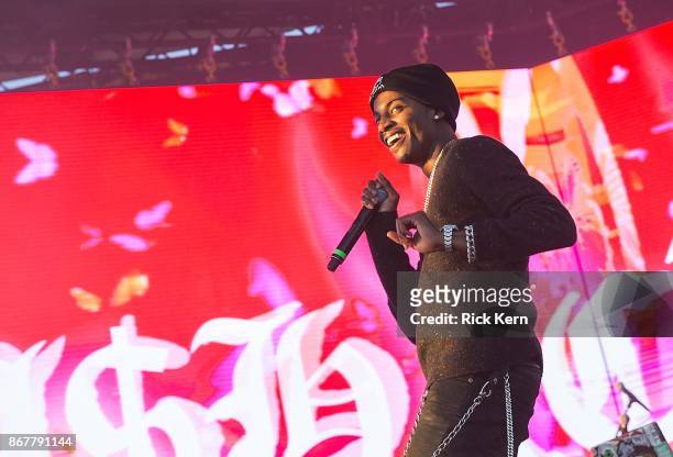 Rapper Playboi Carti performs onstage during Mala Luna Music Festival at Nelson Wolff Stadium on October 28, 2017 in San Antonio, Texas.