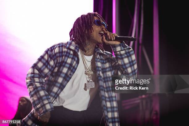 Rapper Wiz Khalifa performs onstage during Mala Luna Music Festival at Nelson Wolff Stadium on October 28, 2017 in San Antonio, Texas.