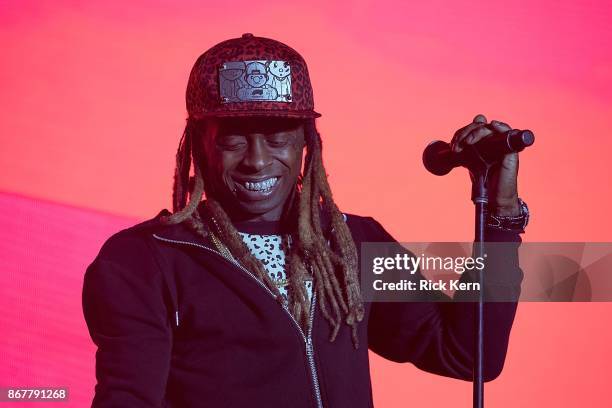 Rapper Lil Wayne performs onstage during Mala Luna Music Festival at Nelson Wolff Stadium on October 28, 2017 in San Antonio, Texas.