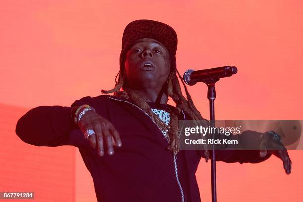 Rapper Lil Wayne performs onstage during Mala Luna Music Festival at Nelson Wolff Stadium on October 28, 2017 in San Antonio, Texas.