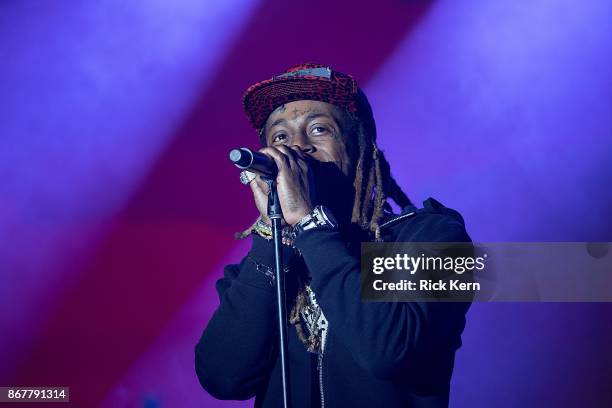 Rapper Lil Wayne performs onstage during Mala Luna Music Festival at Nelson Wolff Stadium on October 28, 2017 in San Antonio, Texas.