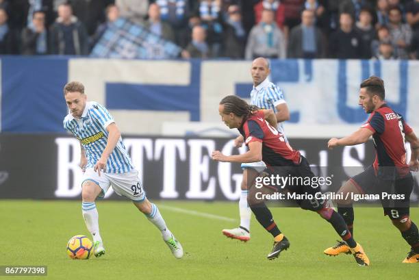 Manuel Lazzari of Spal in action during the Serie A match between Spal and Genoa CFC at Stadio Paolo Mazza on October 29, 2017 in Ferrara, Italy.