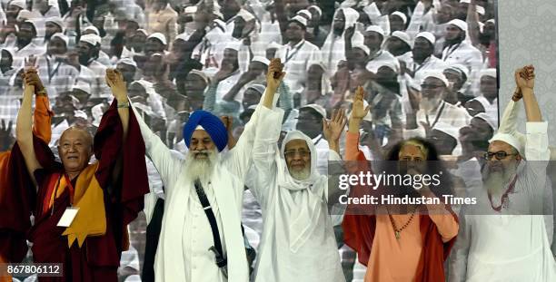 Monk his holiness Drikung Kyabgon Chetsang, Singh Sahib Giani Gurbachan Singh Jathedar Sr. Akal Takhat Sahib ji Amritsar, President Qari Mohammad...