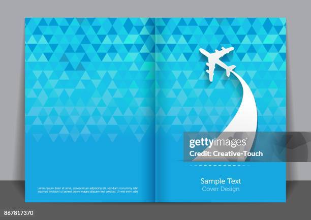 ilustrações de stock, clip art, desenhos animados e ícones de fly cover design - passagem de avião
