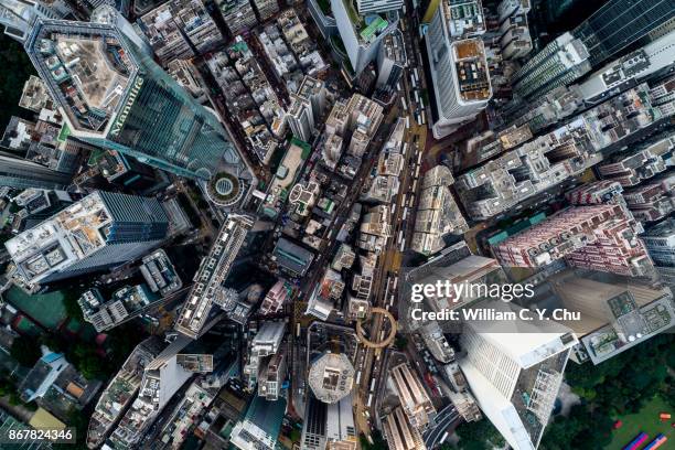 causeway bay, hong kong - drone point of view photos stock pictures, royalty-free photos & images