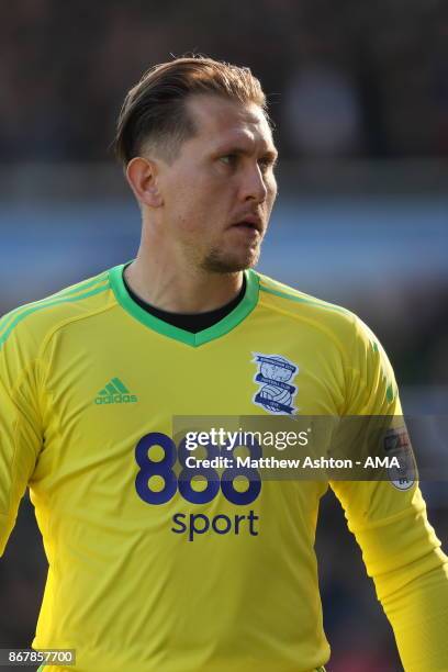 Tomasz Kuszczak of Birmingham City during the Sky Bet Championship match between Birmingham City and Aston Villa at St Andrews on October 29, 2017 in...