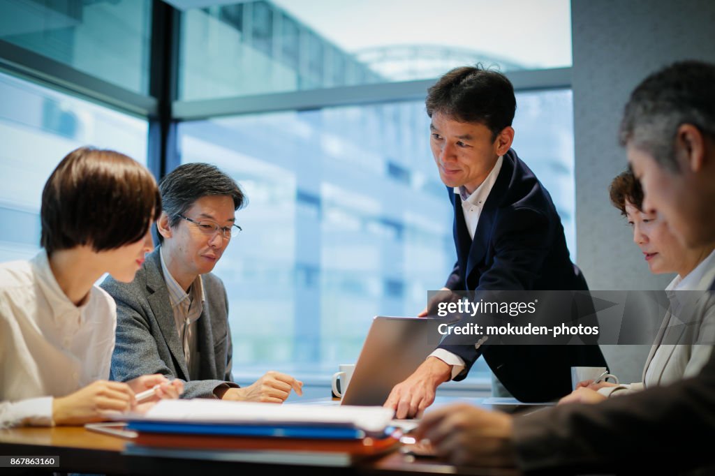 Businessman at a table having a meeting