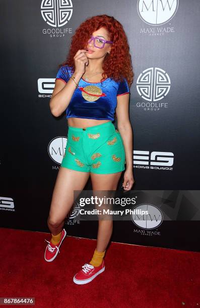 Tori Brixx arrives at A Haute Halloween at Riviera 31 at Sofitel on October 28, 2017 in Los Angeles, California.