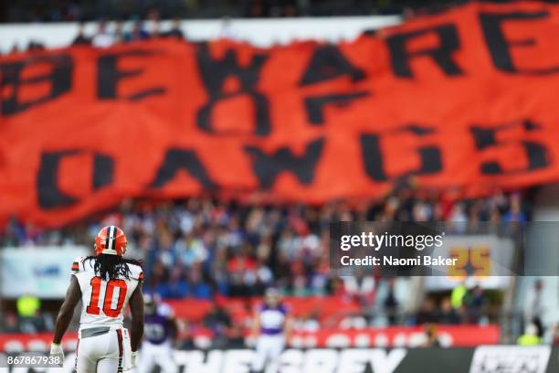 Sammie Coates of the Cleveland Browns looks on during the NFL International Series match between Minnesota Vikings and Cleveland Browns at Twickenham...