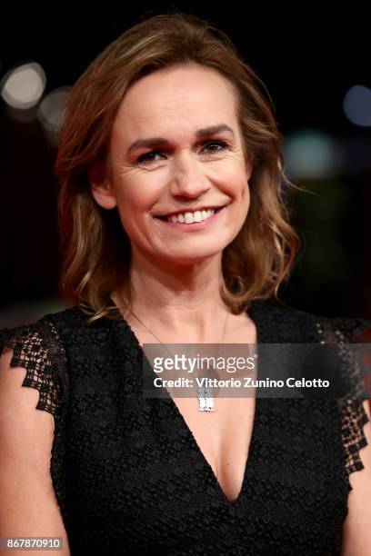 Sandrine Bonnaire walks a red carpet for 'Prendre La Large' during the 12th Rome Film Fest at Auditorium Parco Della Musica on October 29, 2017 in...