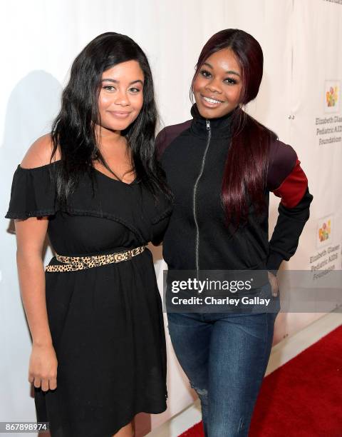 Arielle Douglas and Gabby Douglas at The Elizabeth Glaser Pediatric AIDS Foundation's 28th annual 'A Time For Heroes' family festival at Smashbox...