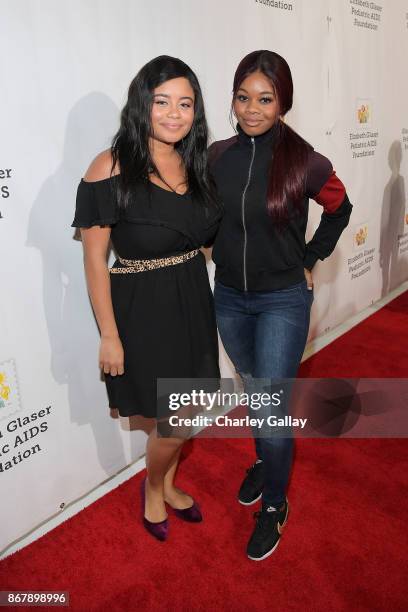 Arielle Douglas and Gabby Douglas at The Elizabeth Glaser Pediatric AIDS Foundation's 28th annual 'A Time For Heroes' family festival at Smashbox...