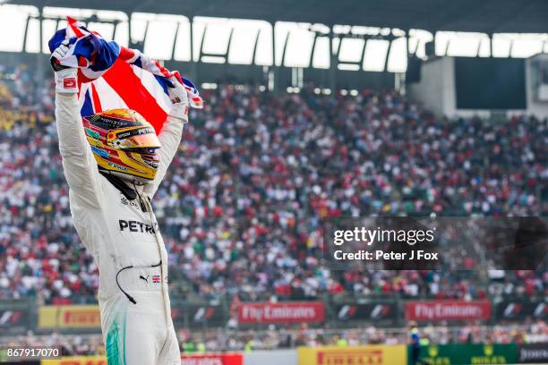 Lewis Hamilton of Mercedes and Great Britain becomes the 2017 Formula One Drivers World Champion during the Formula One Grand Prix of Mexico at...