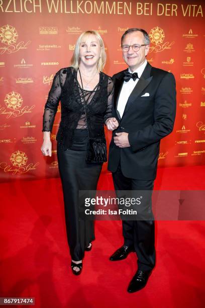German presenter Heike Maurer and her husband Ralf Immel during the 8th VITA Charity Gala on October 28, 2017 in Wiesbaden, Germany.
