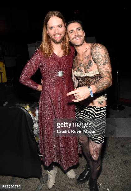 James Valentine and Adam Levine of Maroon 5 attend Casamigos Halloween Party on October 27, 2017 in Los Angeles, California.